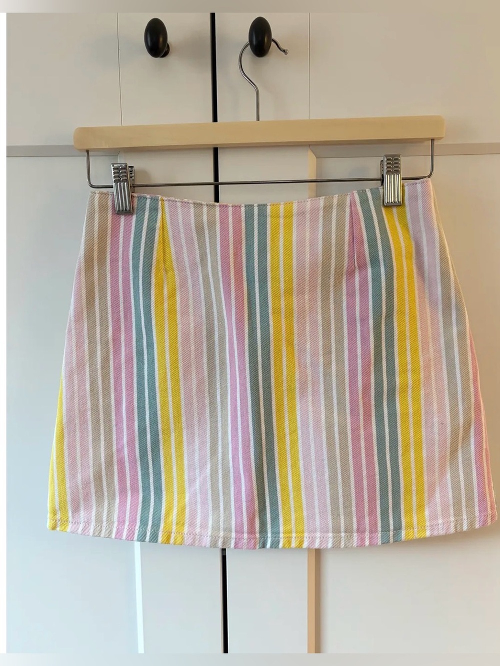 GANNI Striped Denim A-Line Mini Wrap Skirt sz 34 XS NWT - Picture 4 of 8